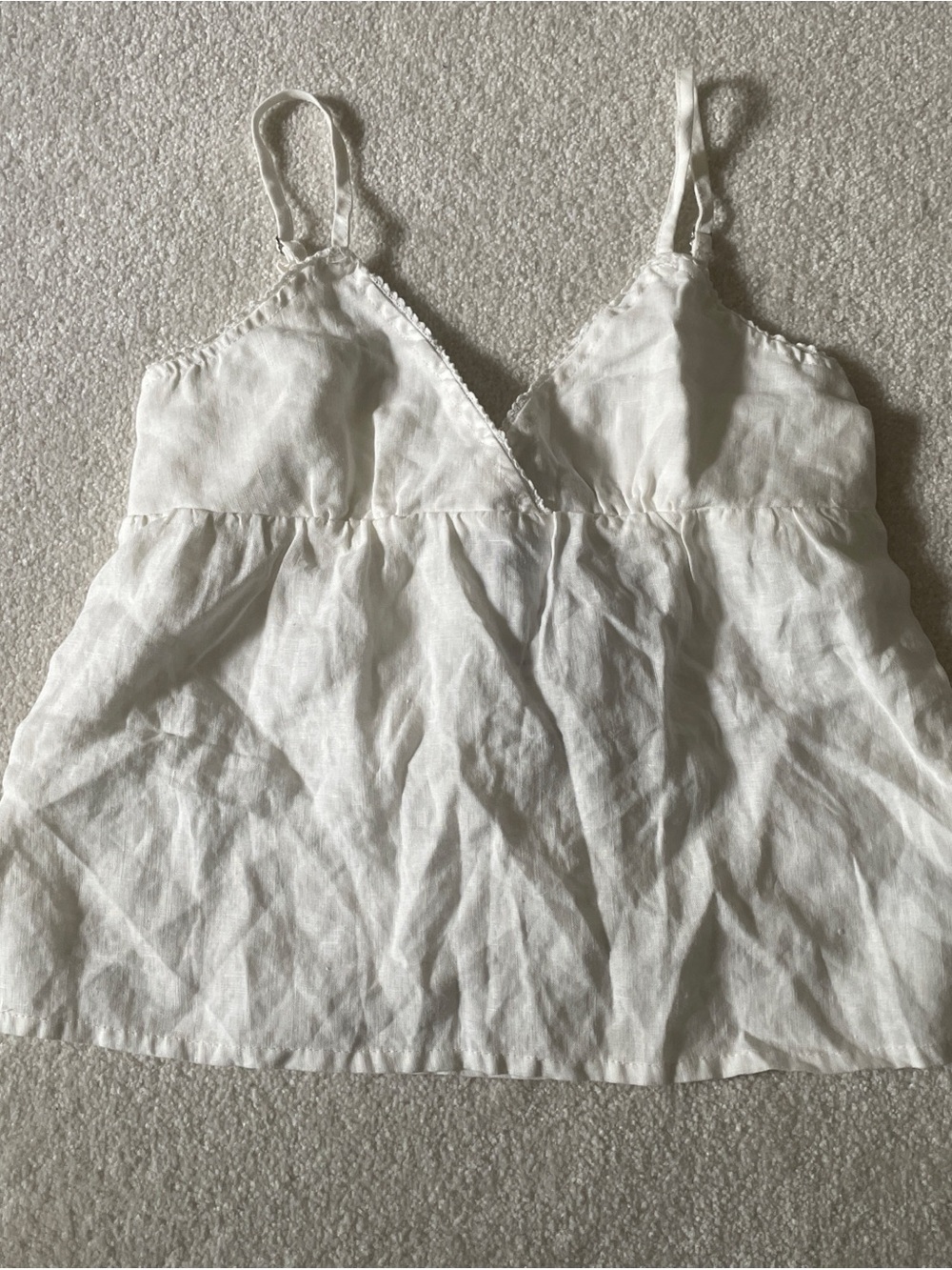 Brandy Melville White linen V-neck top